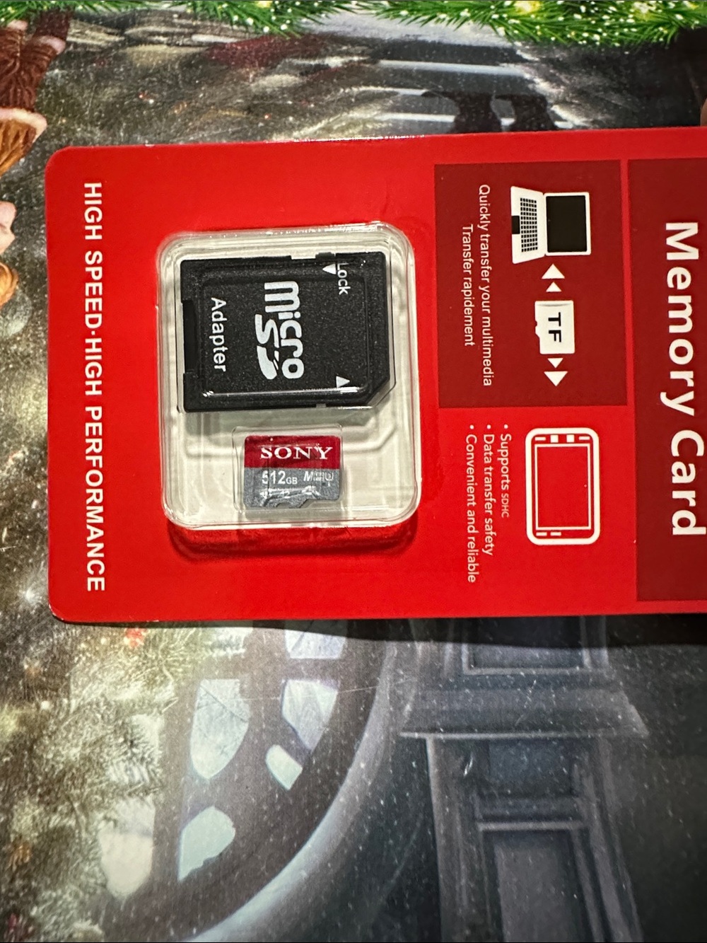 Sony Red and Black 512GB microSD Card with SD Adapter